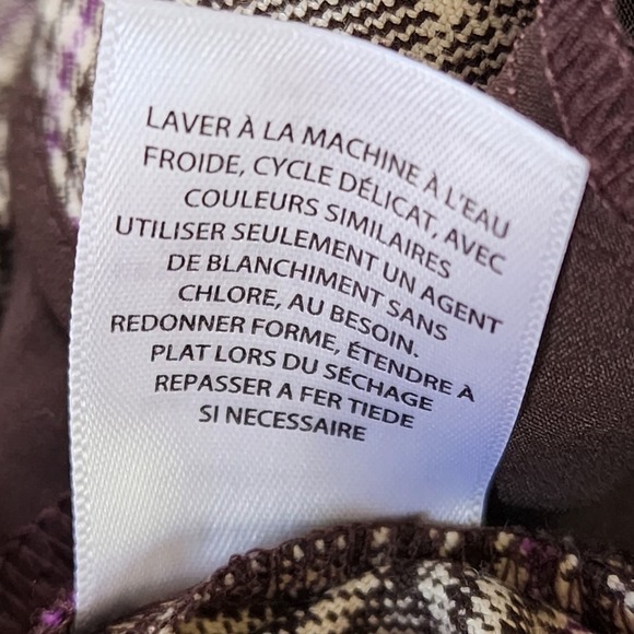 Halogen Plaid Wide Leg Crop Pants Brown Purple Stretch Size 4P Workwear - Picture 6 of 12